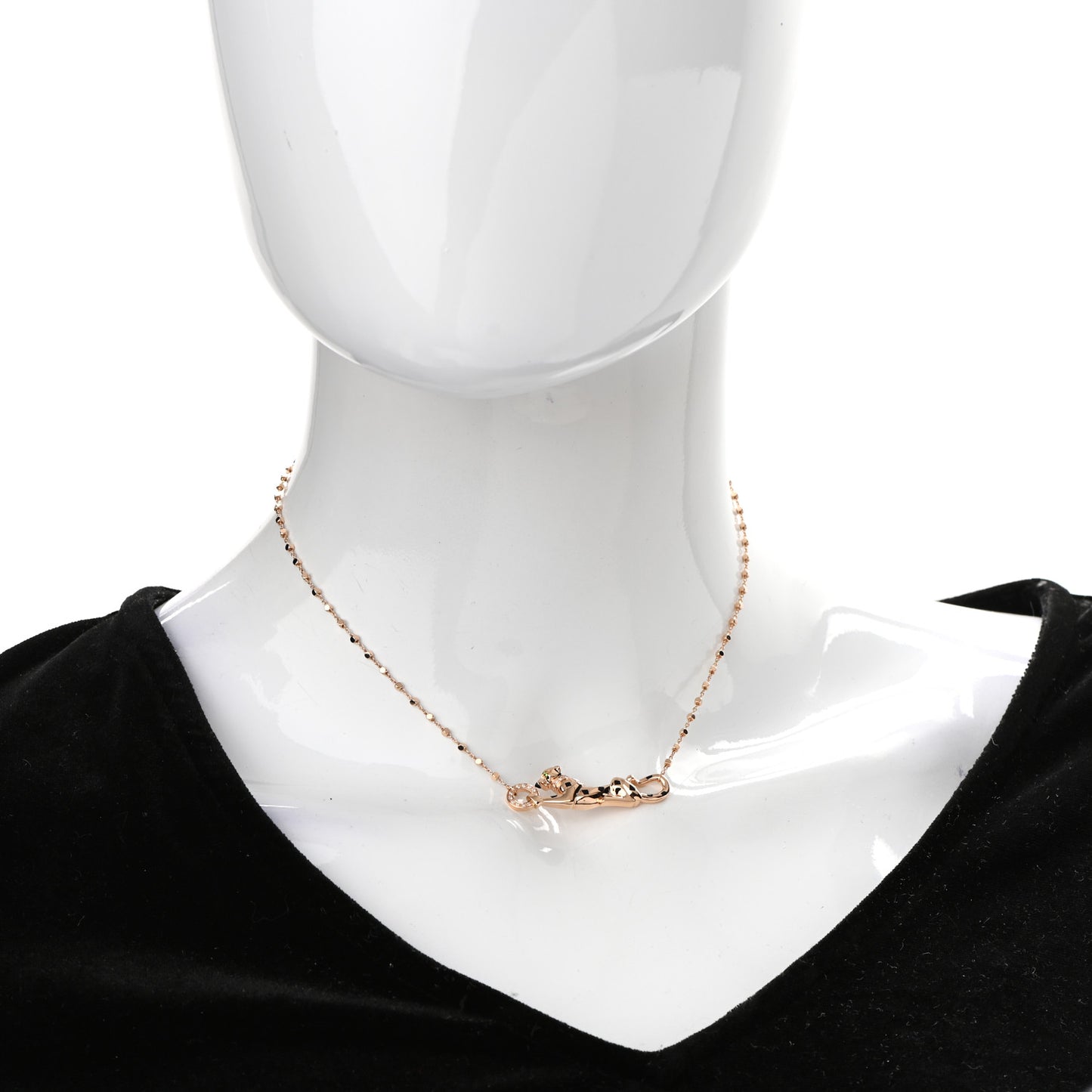 18K Pink Gold Diamond Tsavorite Black Lacquer Panthere De Cartier Necklace