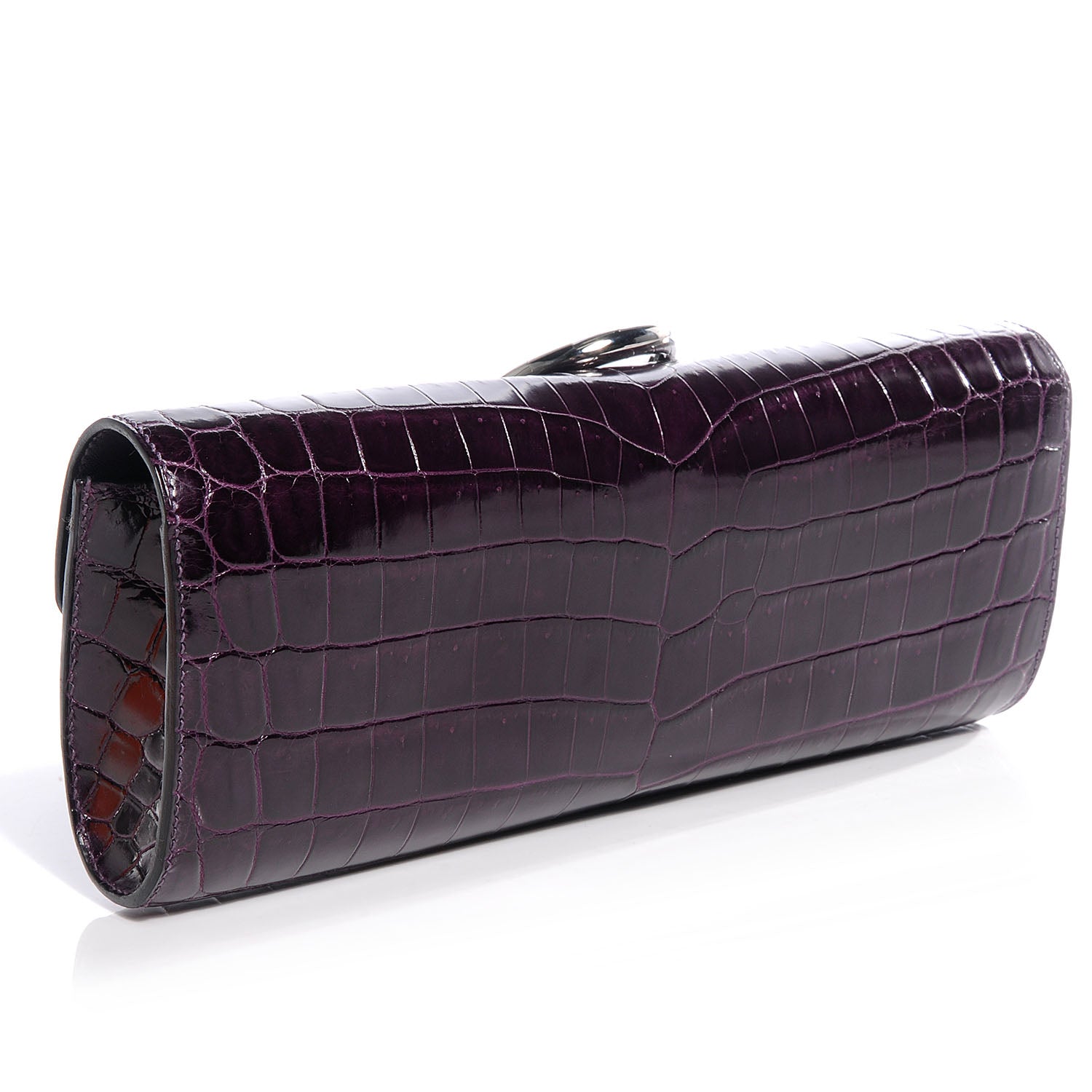 Hermes Niloticus Crocodile Egee Clutch Aubergine 3 of 8