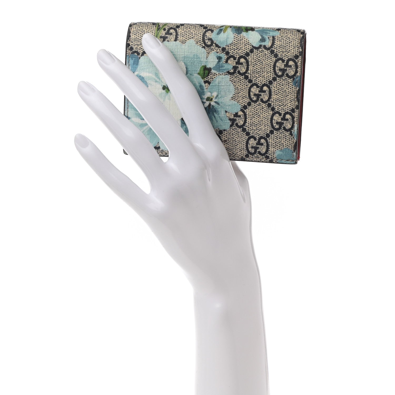 Gucci GG Supreme Monogram Blooms Card Case Wallet Beige Blue Navy Hibiscus Red 2 of 9