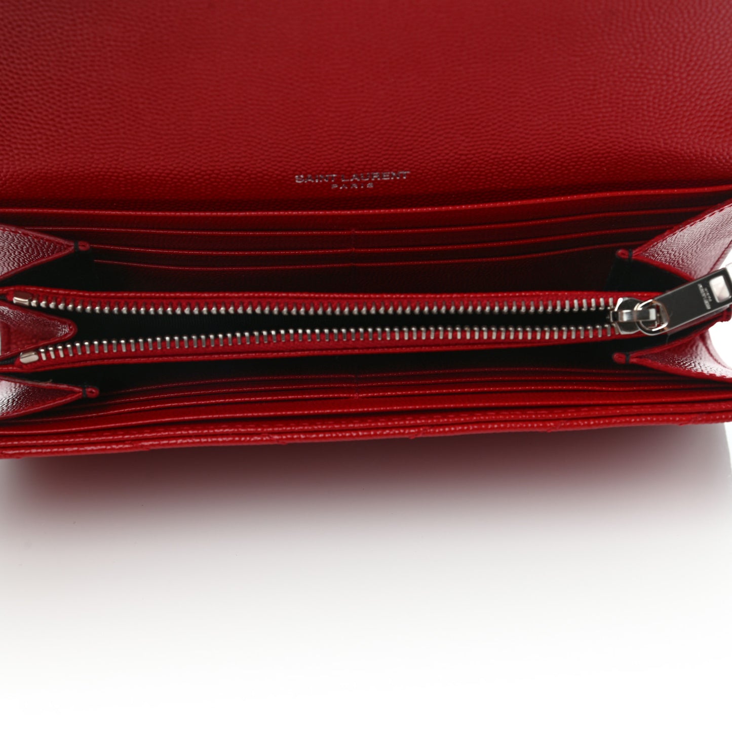 Grain De Poudre Matelasse Chevron Monogram Flap Wallet Red
