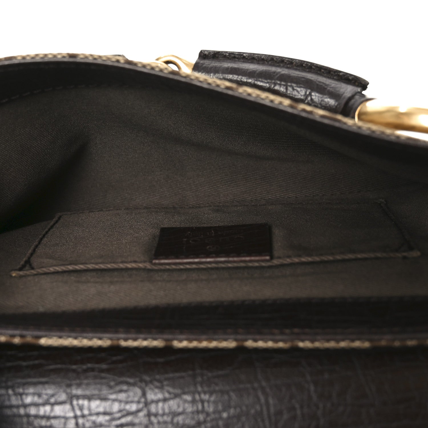 Gucci Monogram Horsebit Clutch Dark Brown 5 of 10