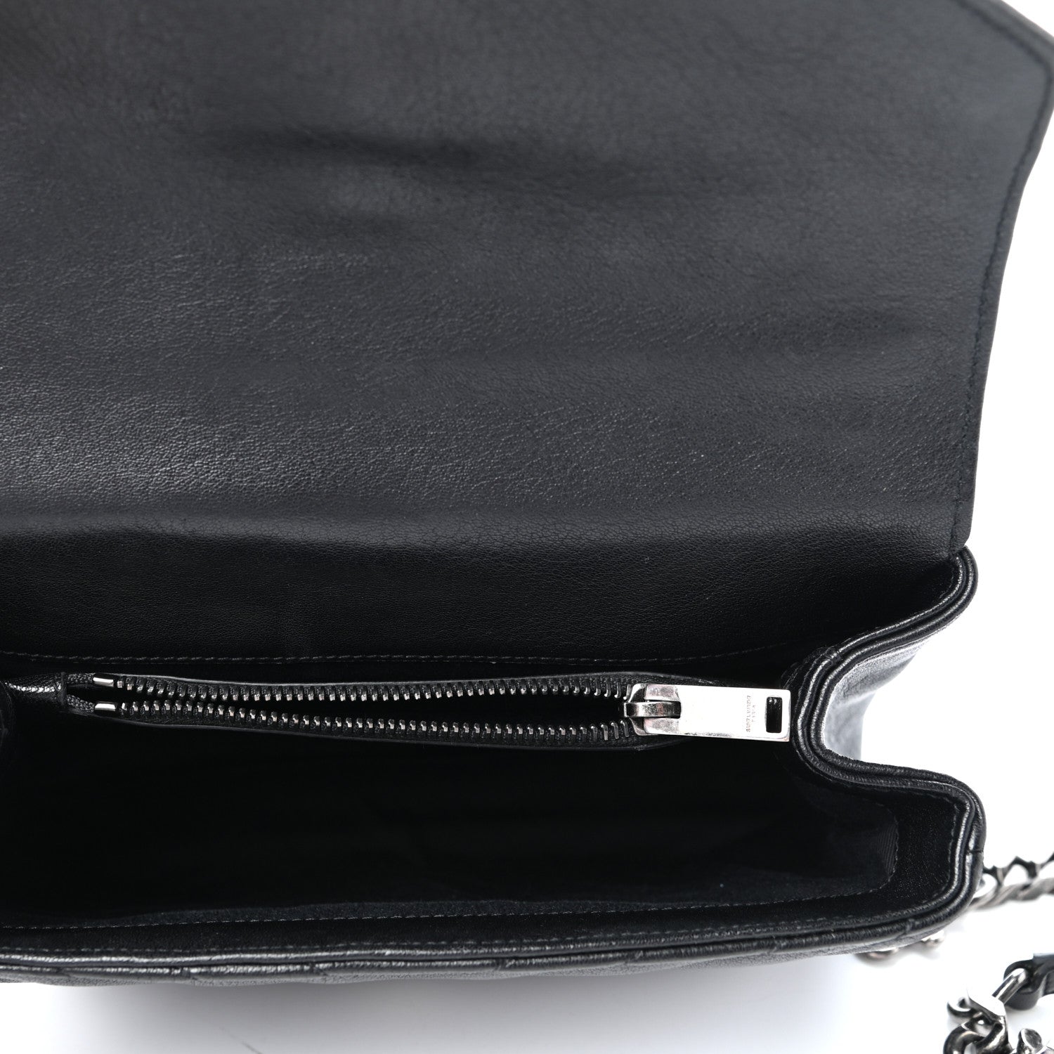 Saint Laurent Sheepskin Matelasse Chevron Monogram Medium College Bag Black 5 of 10