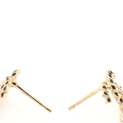 Chanel Strass Crystal Dazzling Wheat CC Earrings Black Gold 3 of 4