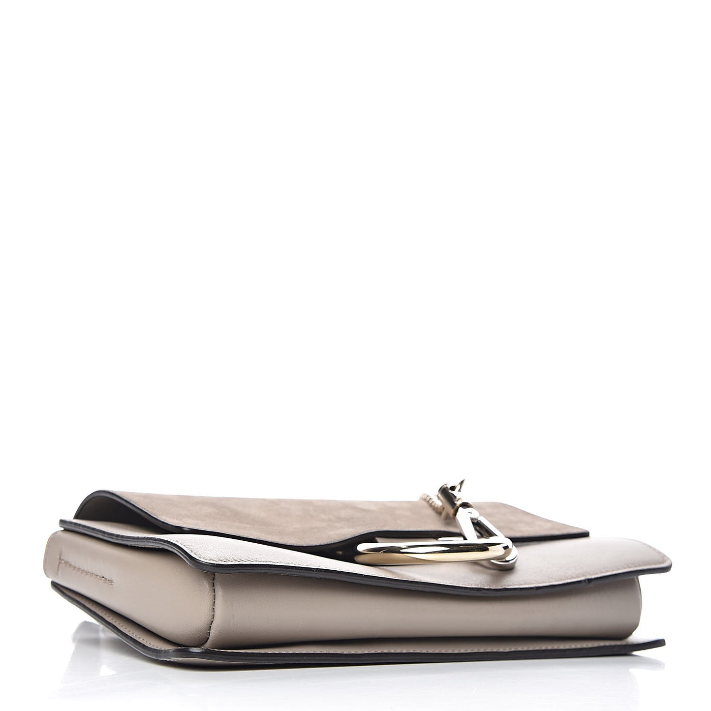 Suede Calfskin Small Faye Shoulder Bag Motty Grey