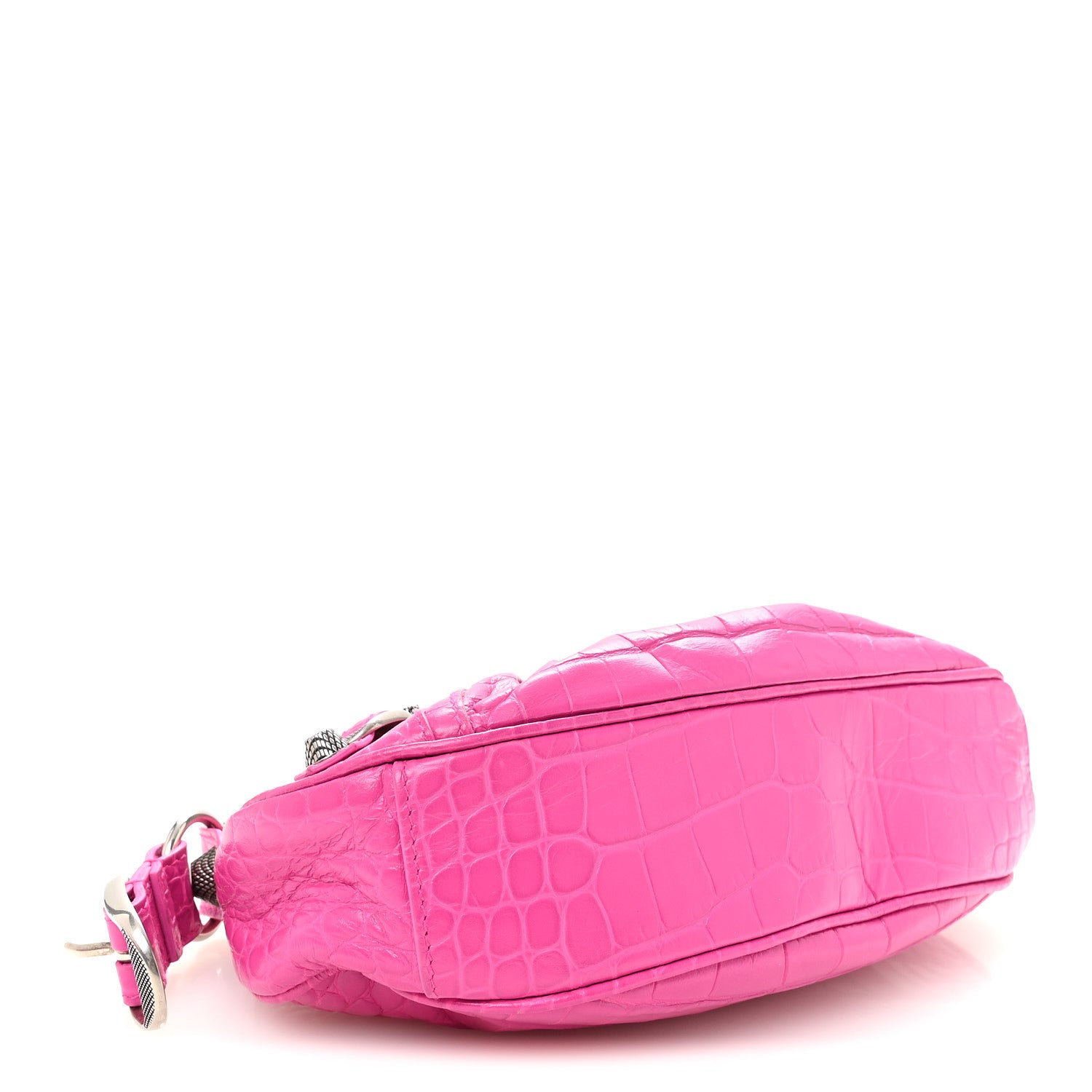 Balenciaga Extra Supple Calfskin Crocodile Embossed XS Le Cagole Shoulder Bag Lipstick Pink 4 of 10