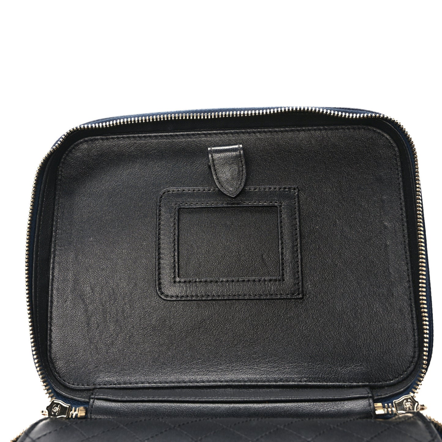 Caviar Quilted Large CC Filigree Vanity Case Navy