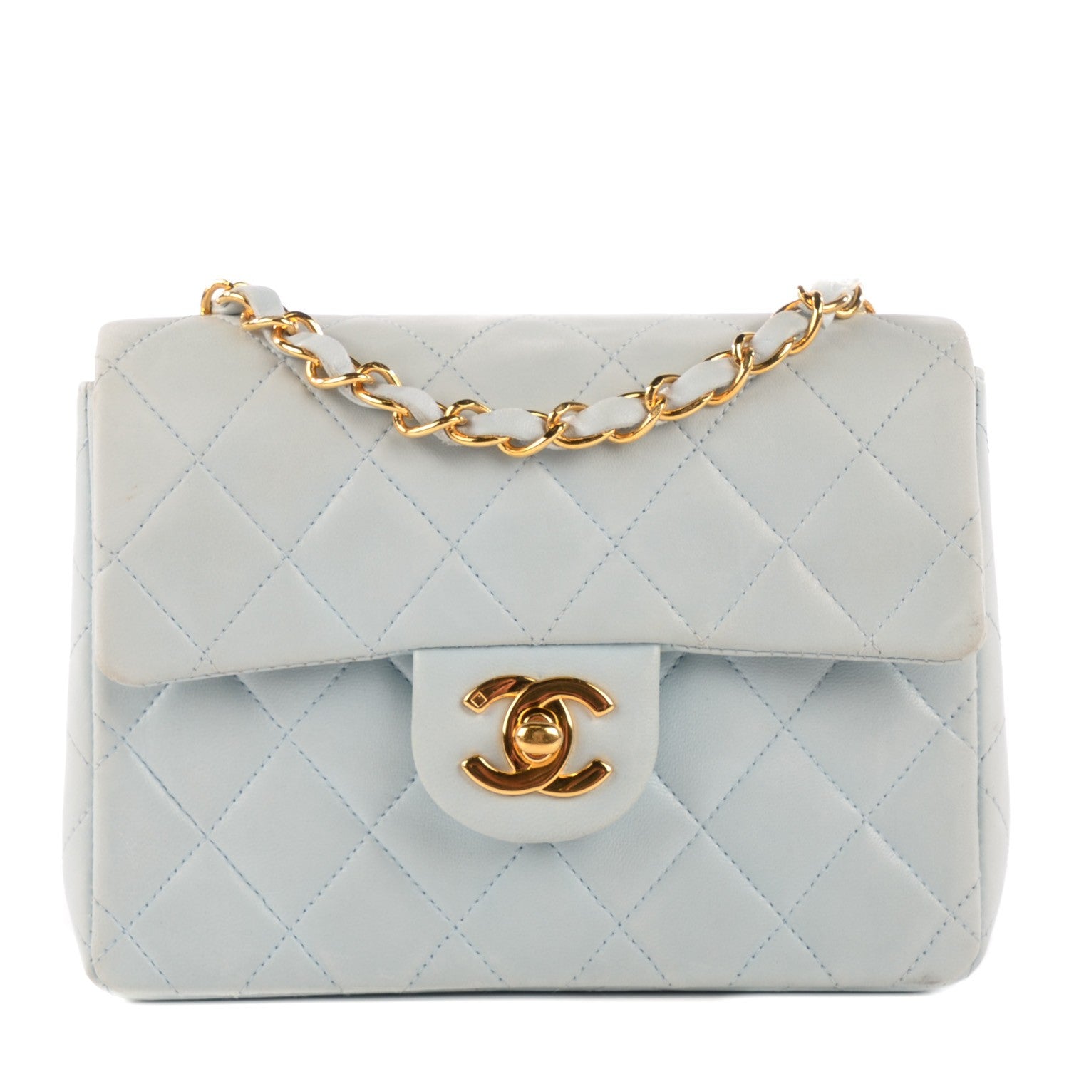 Chanel Lambskin Quilted Mini Square Flap Light Blue 1 of 16