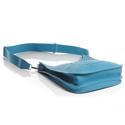 Hermes Taurillon Clemence Evelyne III PM Turquoise 4 of 8