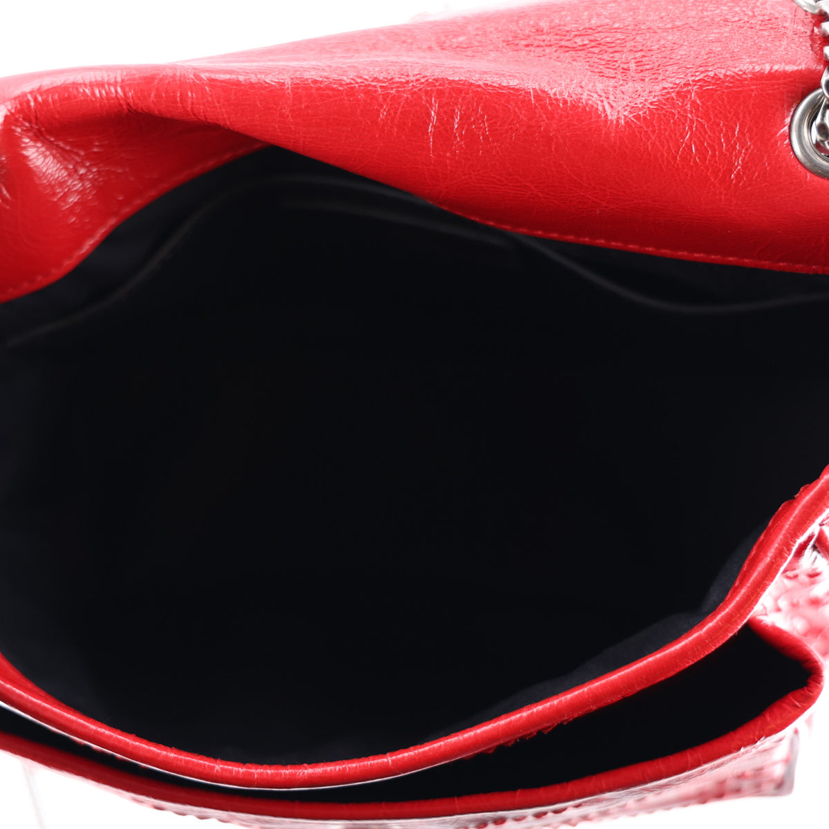 Saint Laurent Crinkled Calfskin Matelasse Monogram Baby Niki Chain Satchel Rouge Eros 5 of 11