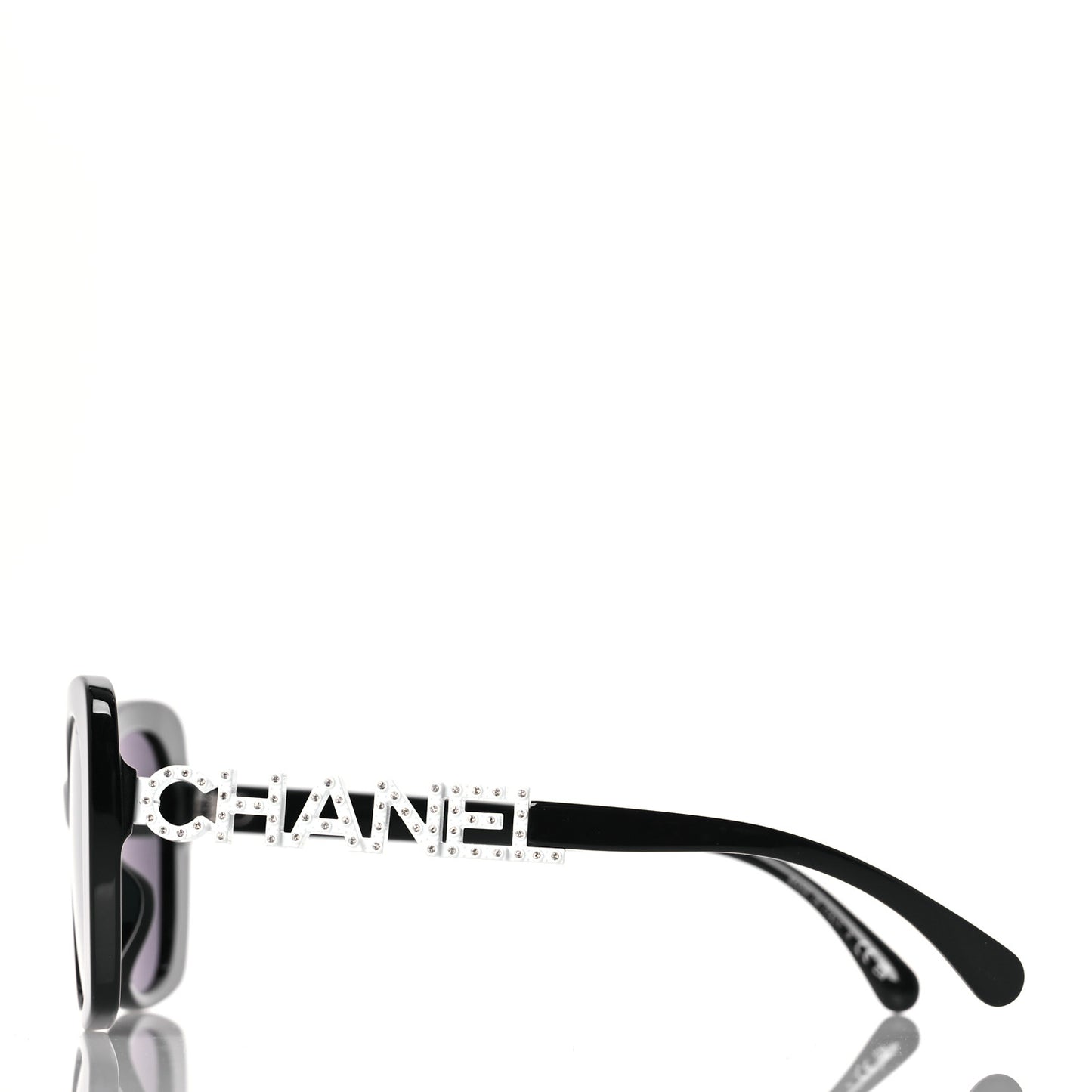 Acetate Strass Square Sunglasses 5422-B-A Black White