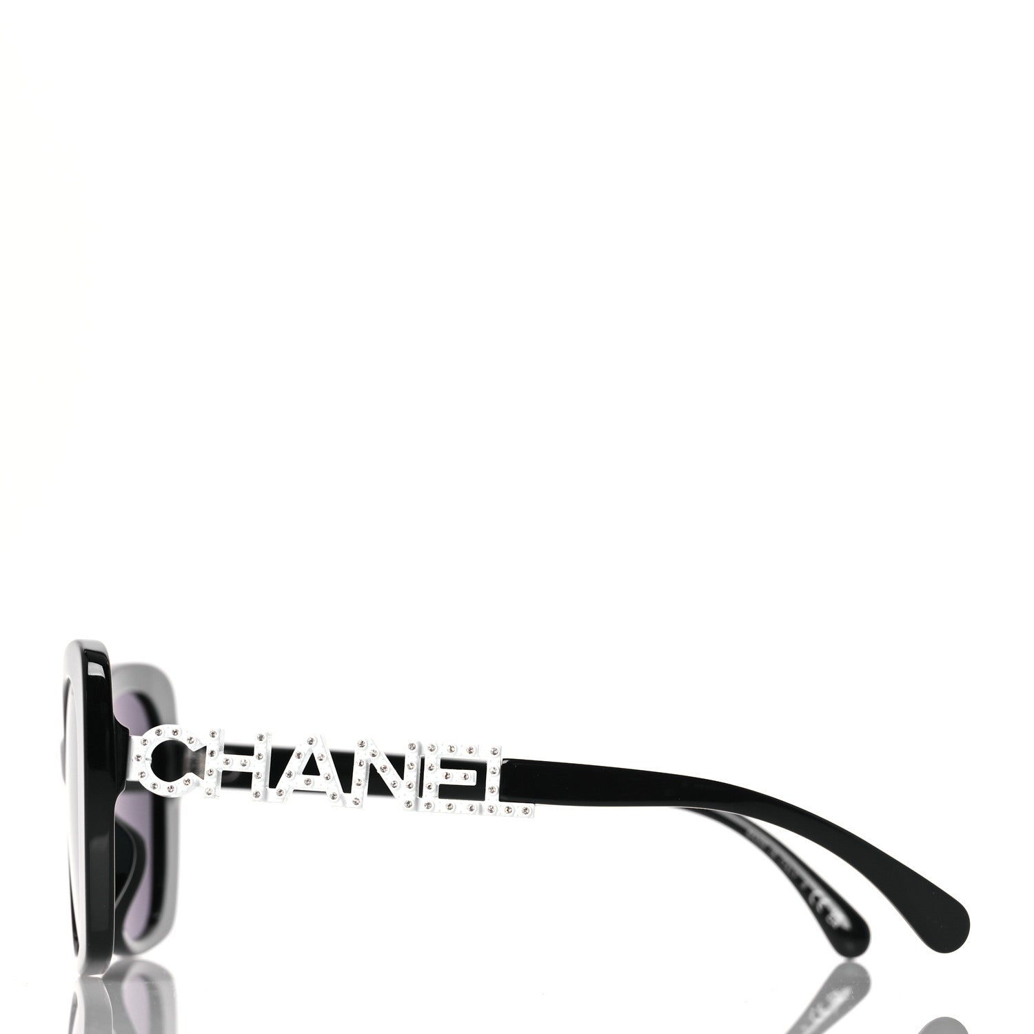 Chanel Acetate Strass Square Sunglasses 5422-B-A Black White 3 of 8