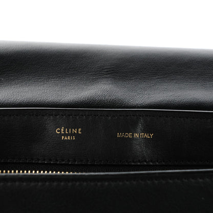 Celine Crocodile Embossed Calfskin Suede Medium Trapeze Black 5 of 9