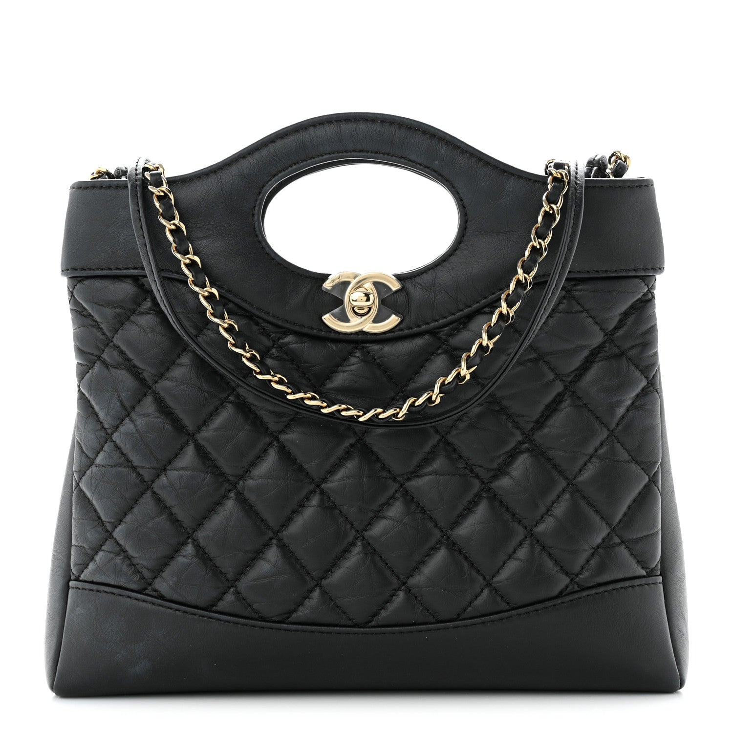 Chanel Aged Calfskin Quilted Mini 31 Shopping Bag Black 1 of 11