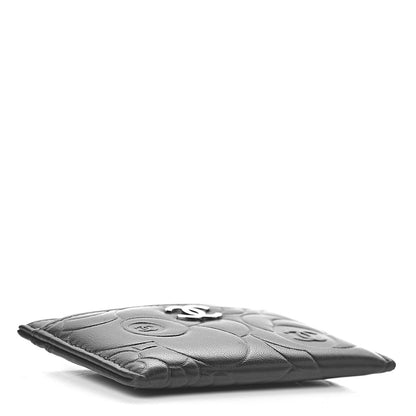 Chanel Lambskin Camellia Embossed Card Holder Black 4 of 9