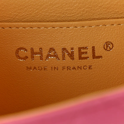 Chanel Lambskin Quilted Mini Rectangular Flap Pink Yellow 6 of 10