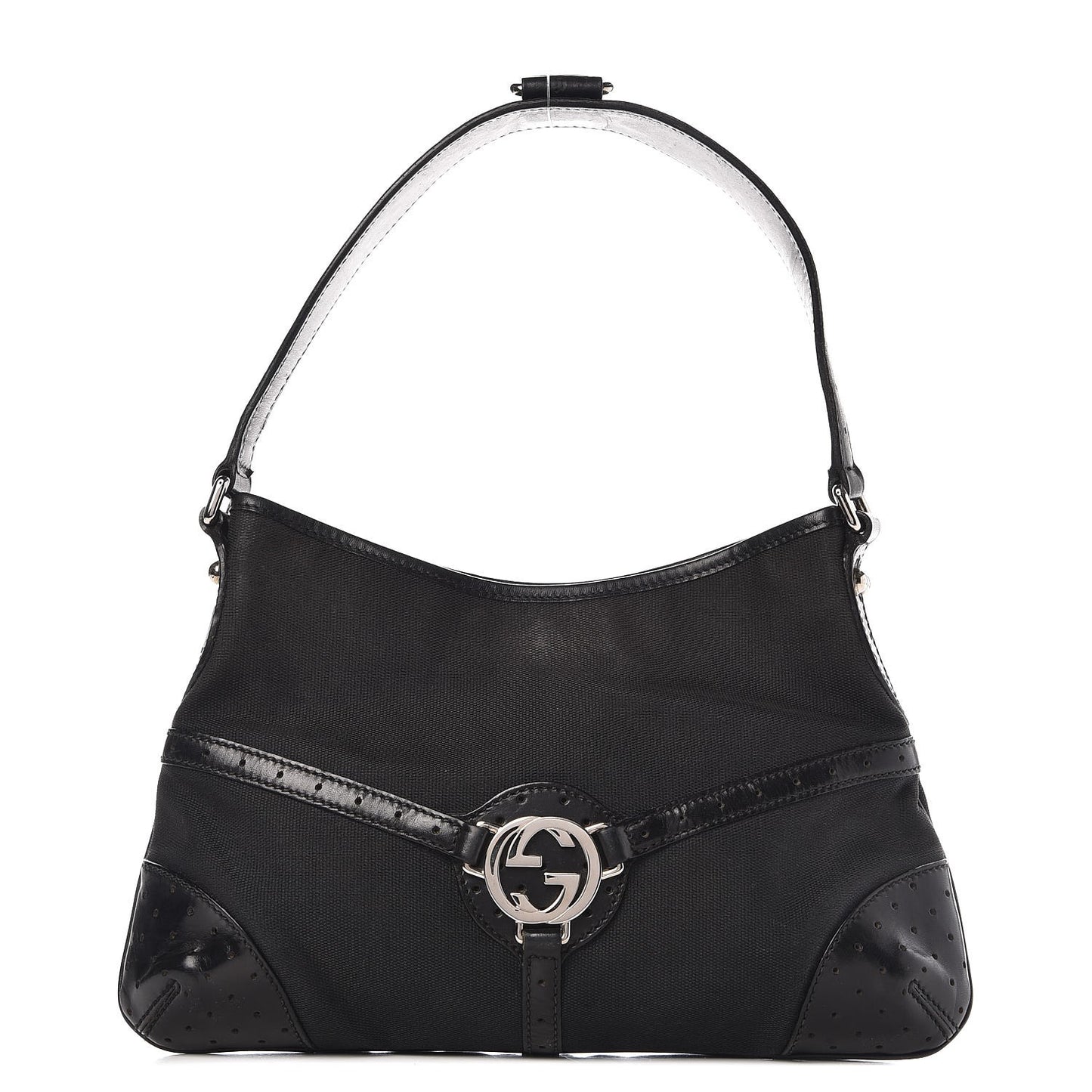 Canvas GG Reins Shoulder Bag Black