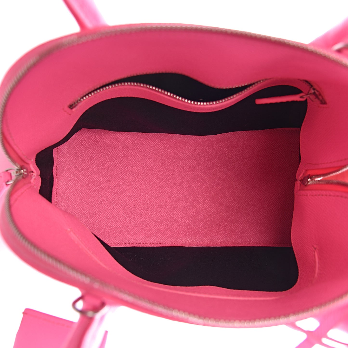 Signature Grained Calfskin Logo S Ville Top Handle Bag Acid Pink Black