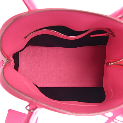 Balenciaga Signature Grained Calfskin Logo S Ville Top Handle Bag Acid Pink Black 5 of 9