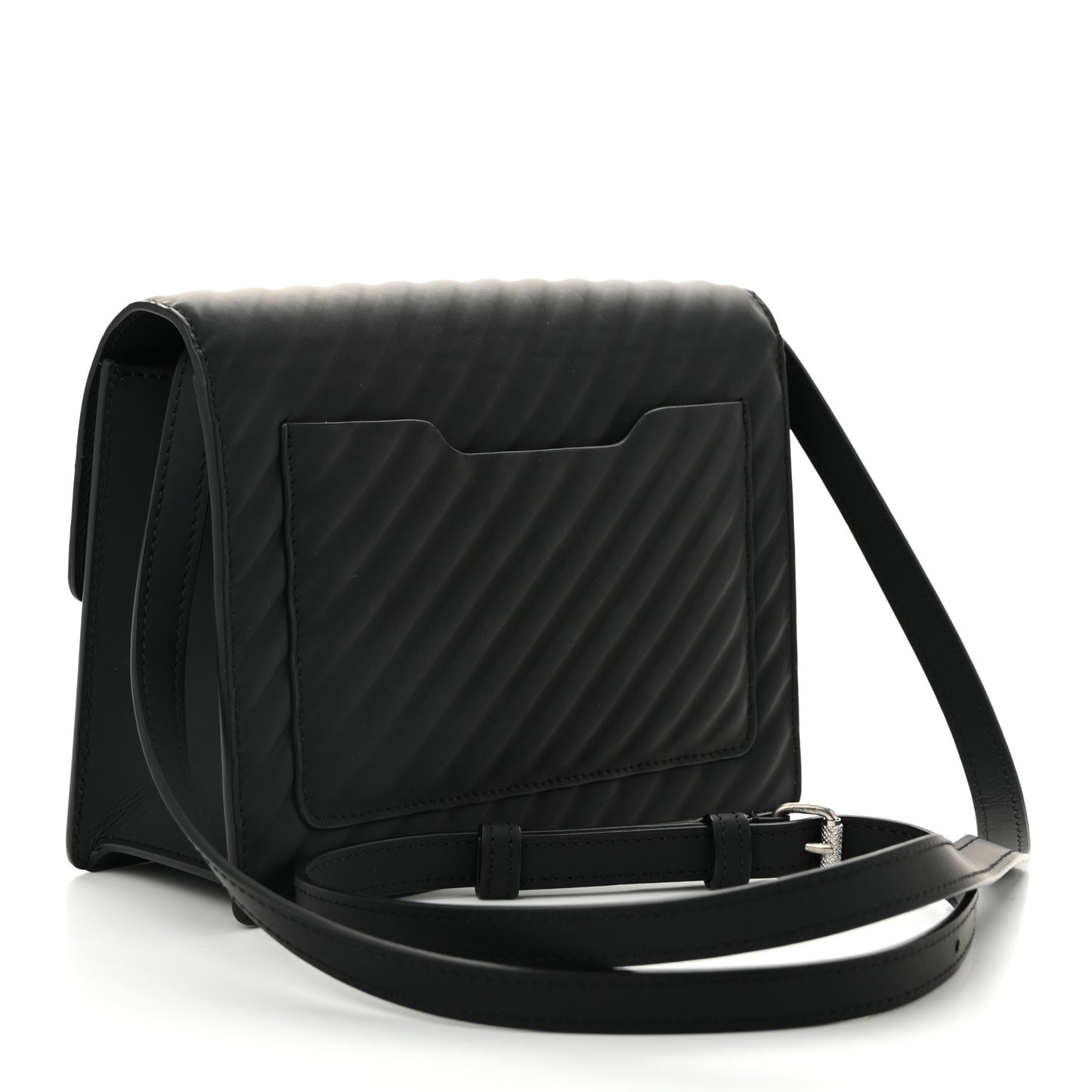 Calfskin Diagonal Quilted Jitney 2.0 Crossbody Bag Black