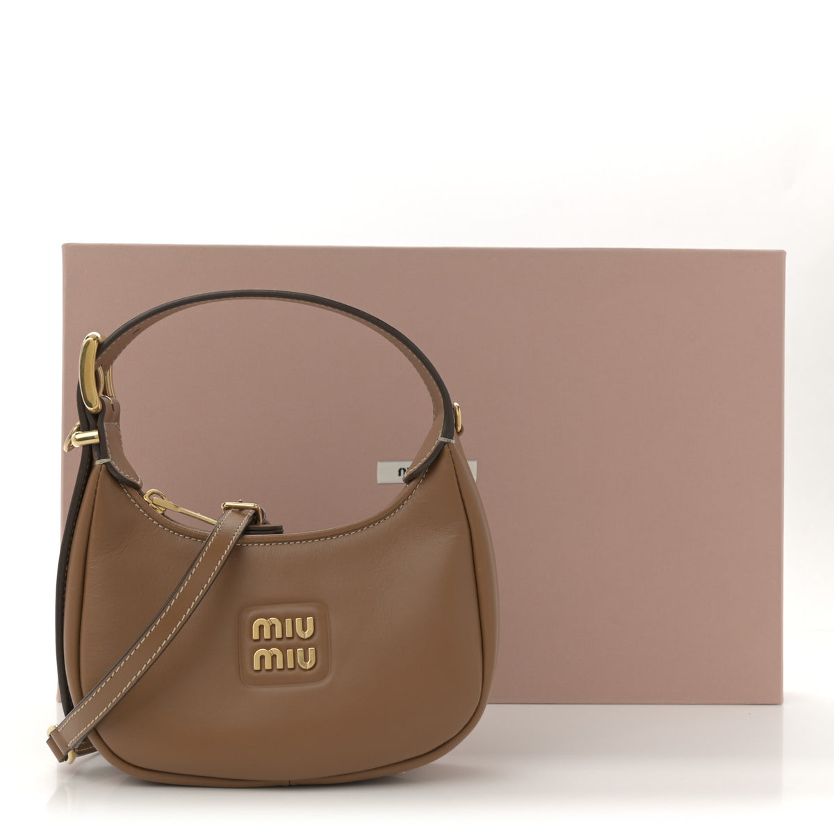 Miu Miu Nappa Mini Wander Hobo Caramel 1762138 – FASHIONPHILE