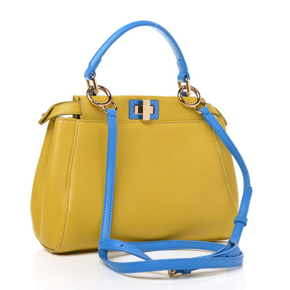 Fendi Nappa Colorblock Mini Peekaboo Iconic Satchel Lime Blue Royal Latte 3 of 9