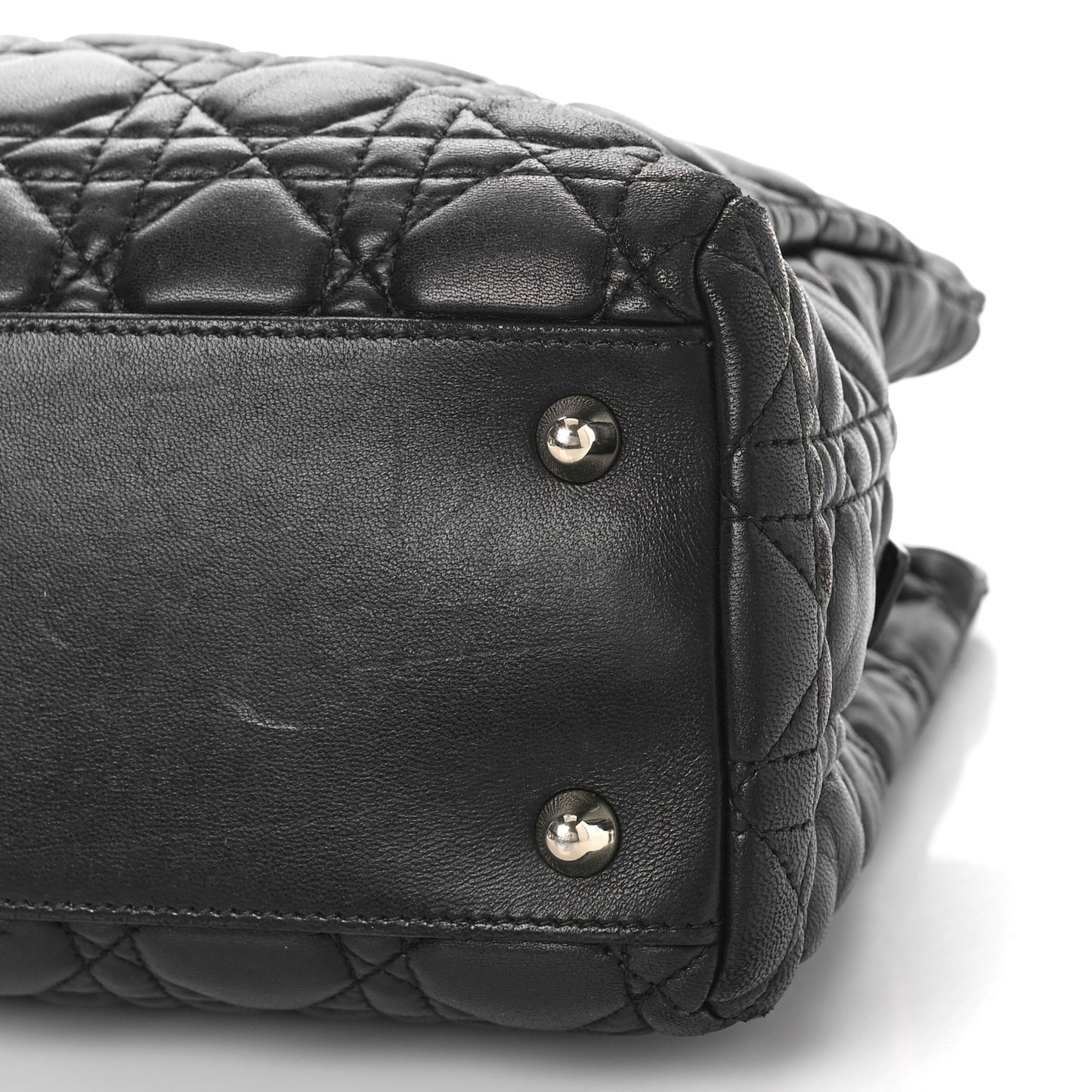 Lambskin Cannage Small Dior Soft Zipped Shopping Tote Black