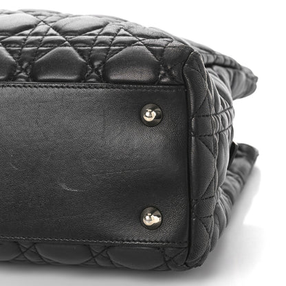 Christian Dior Lambskin Cannage Small Dior Soft Zipped Shopping Tote Black 9 of 12