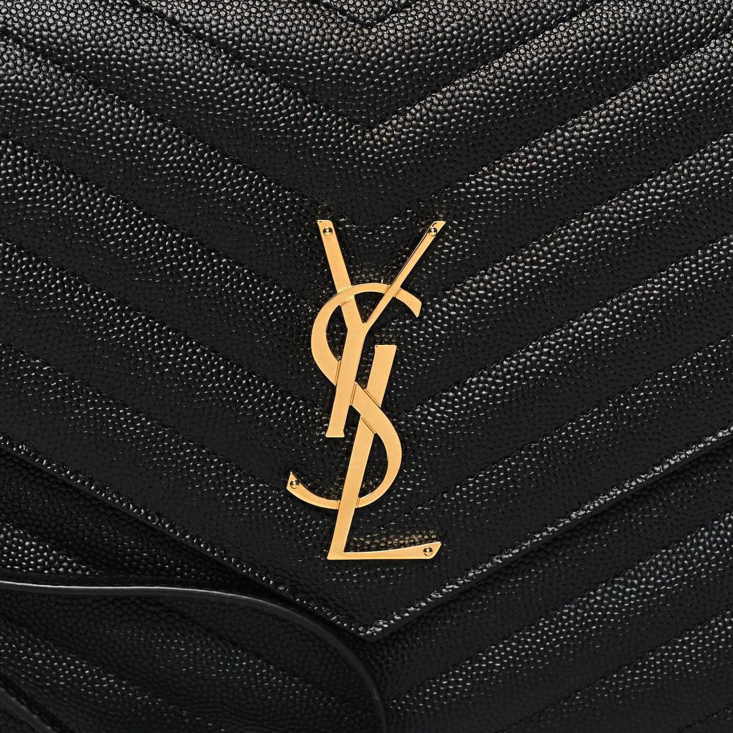 Grain De Poudre Matelasse Chevron Monogram Envelope Clutch Black