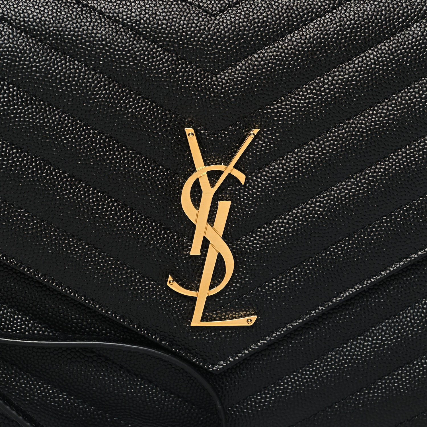 Saint Laurent Grain De Poudre Matelasse Chevron Monogram Envelope Clutch Black 7 of 10