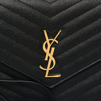 Saint Laurent Grain De Poudre Matelasse Chevron Monogram Envelope Clutch Black 7 of 10
