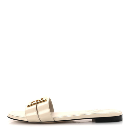 Fendi Vitello Cuoio FFold Flat Slide Sandals 39 Off-White 1 of 10