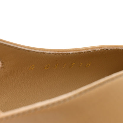 Chanel Goatskin Grosgrain Cap Toe CC Slingback Pumps 37.5 Beige Black 7 of 9