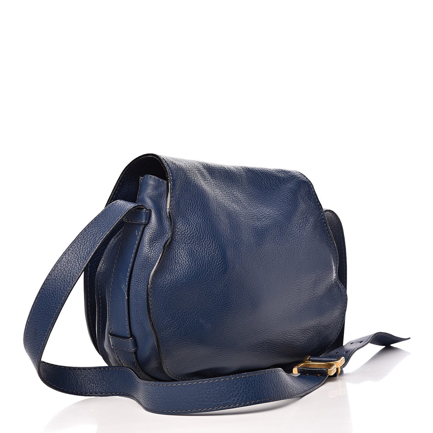 Calfskin Medium Marcie Round Crossbody Bag Royal Navy