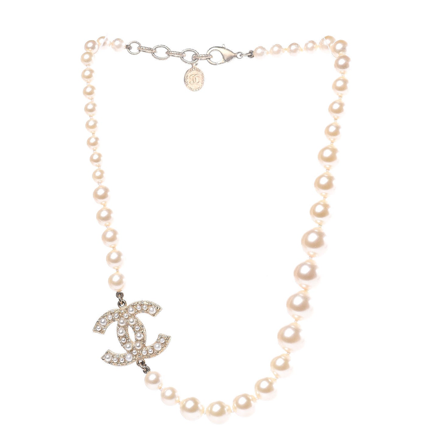 Pearl CC 100th Anniversary Necklace Light Gold