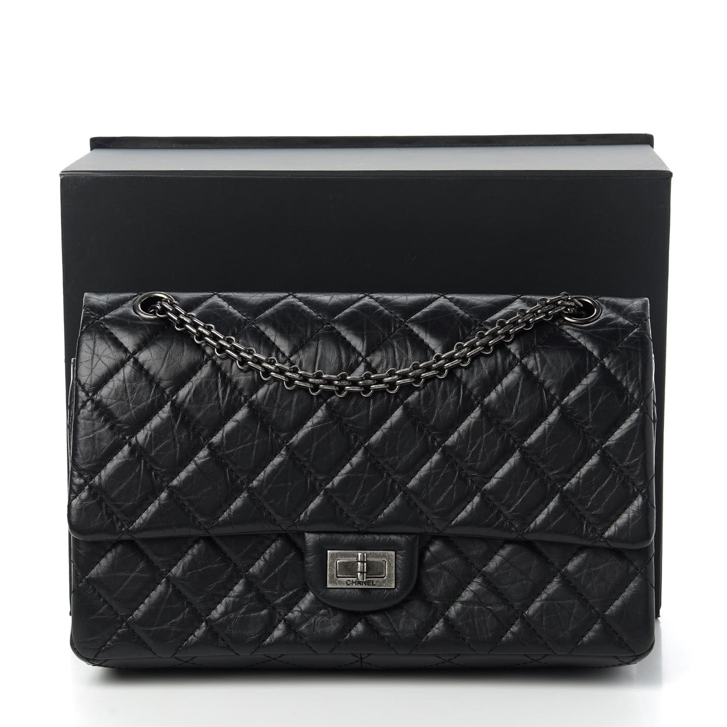 Aged Calfskin Quilted 2.55 Reissue 226 Flap Black