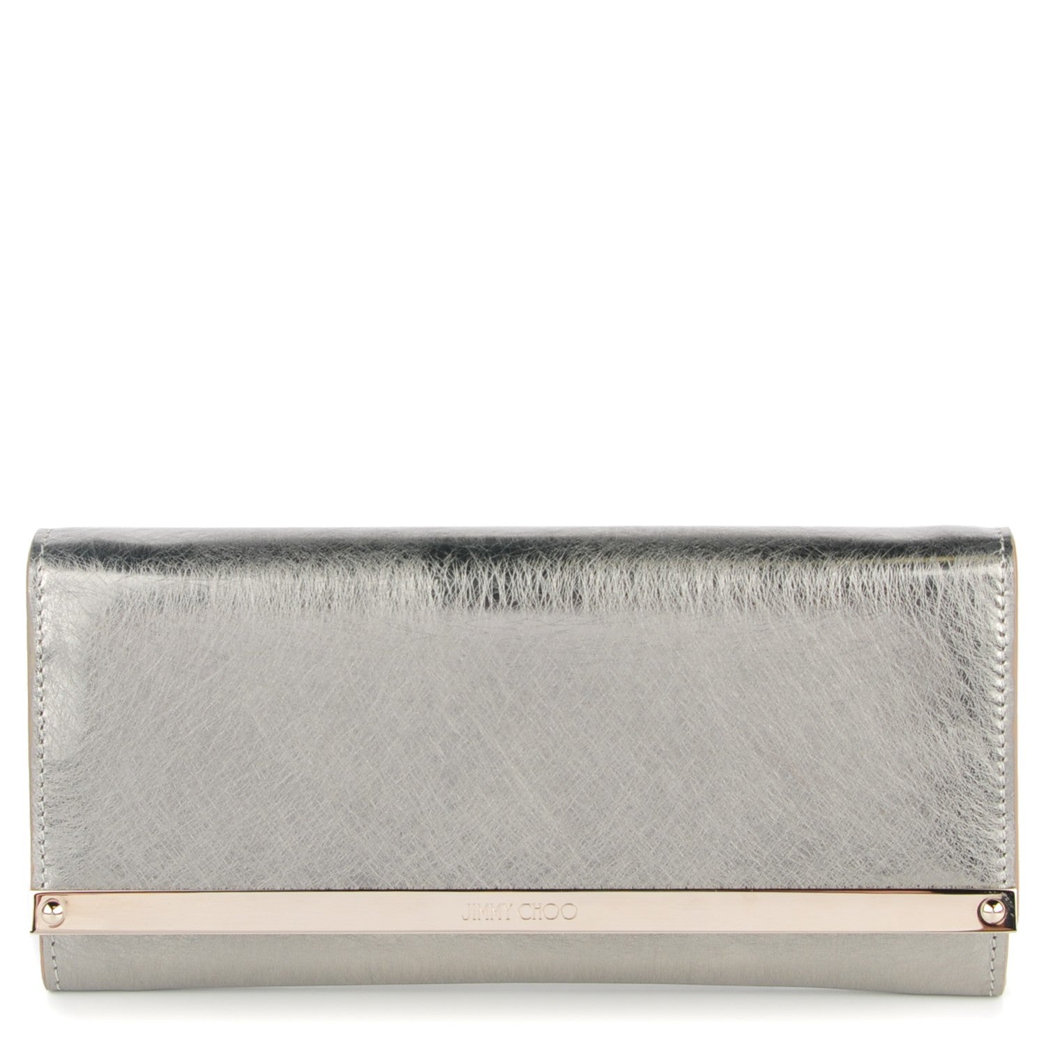 Jimmy Choo Etched Metallic Spazzolato Milla Accessory Clutch Vintage Silver 1 of 7