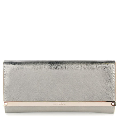 Jimmy Choo Etched Metallic Spazzolato Milla Accessory Clutch Vintage Silver 1 of 7