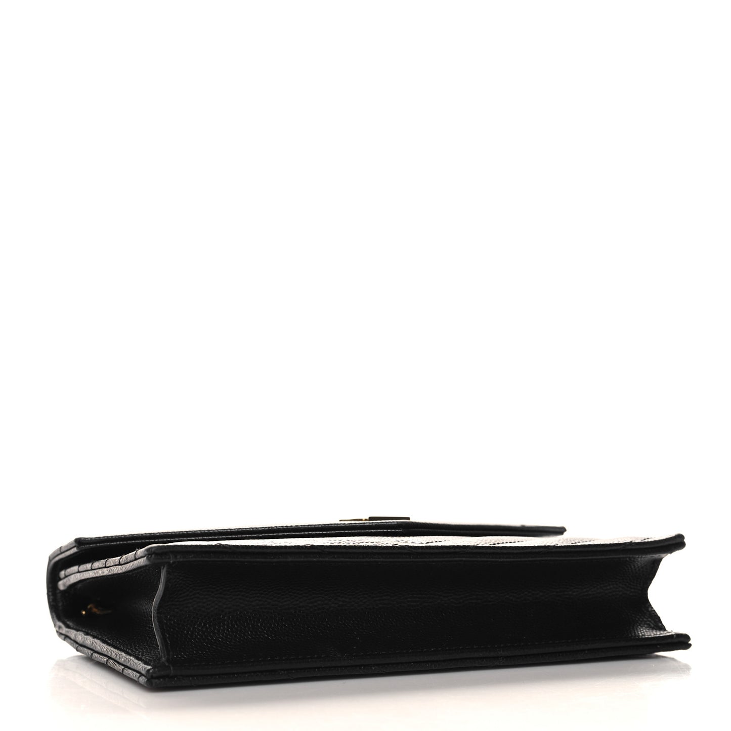 Grain De Poudre Matelasse Chevron Monogram Envelope Chain Wallet Black