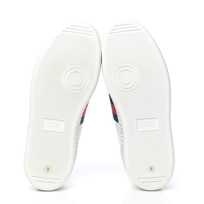 Gucci Calfskin Crystal Web Bee Embroidered Womens Ace Platform Sneakers 36 White 7 of 10