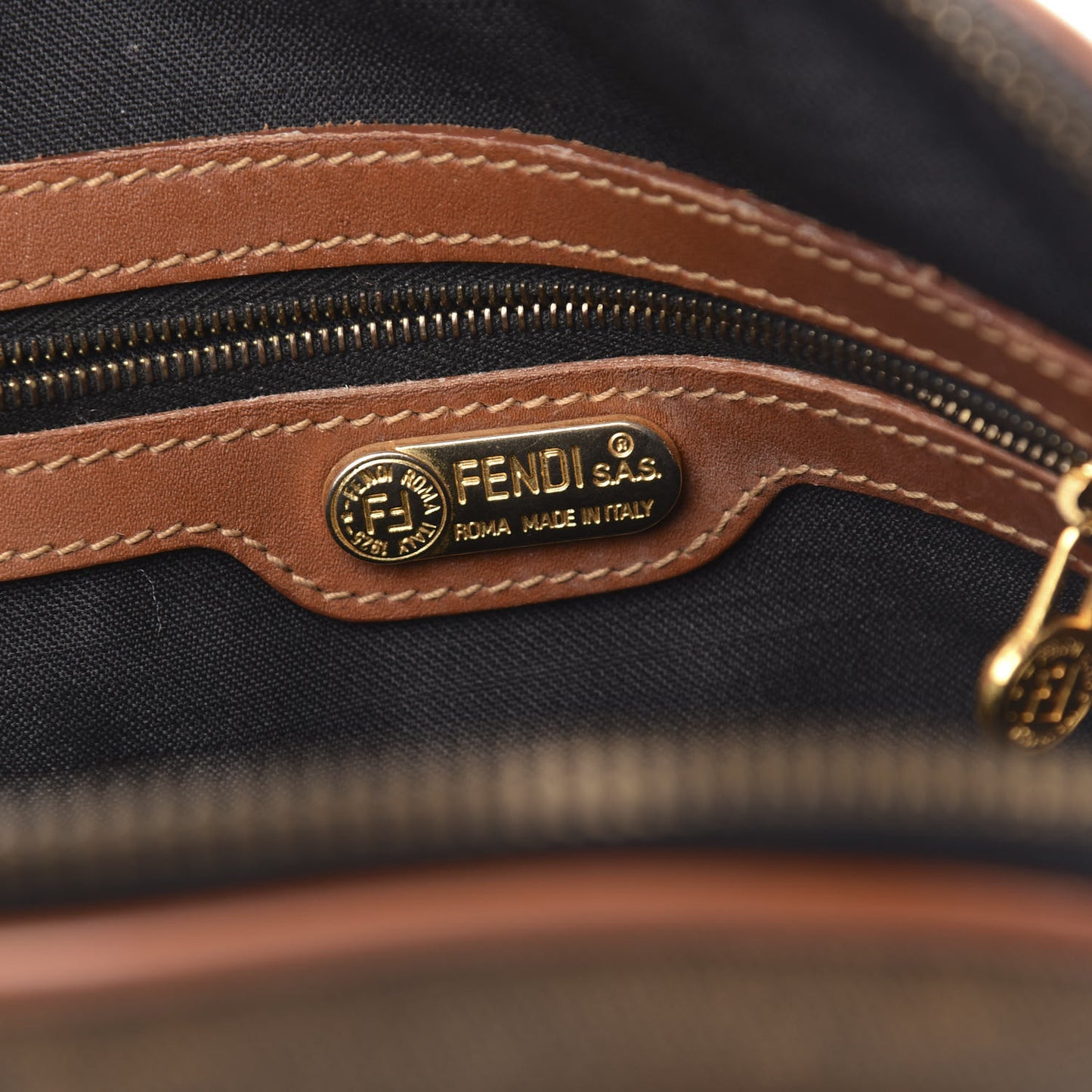 Nappa Canvas Top Handle Bag Brown