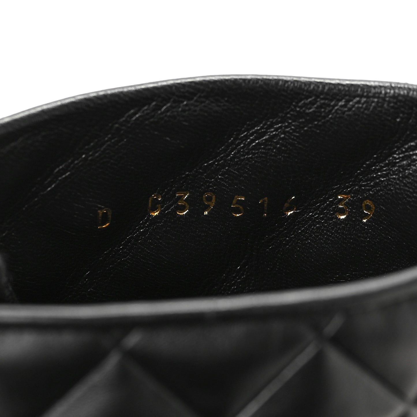 Shiny Calfskin Quilted Lace Up Combat Boots 39 Black