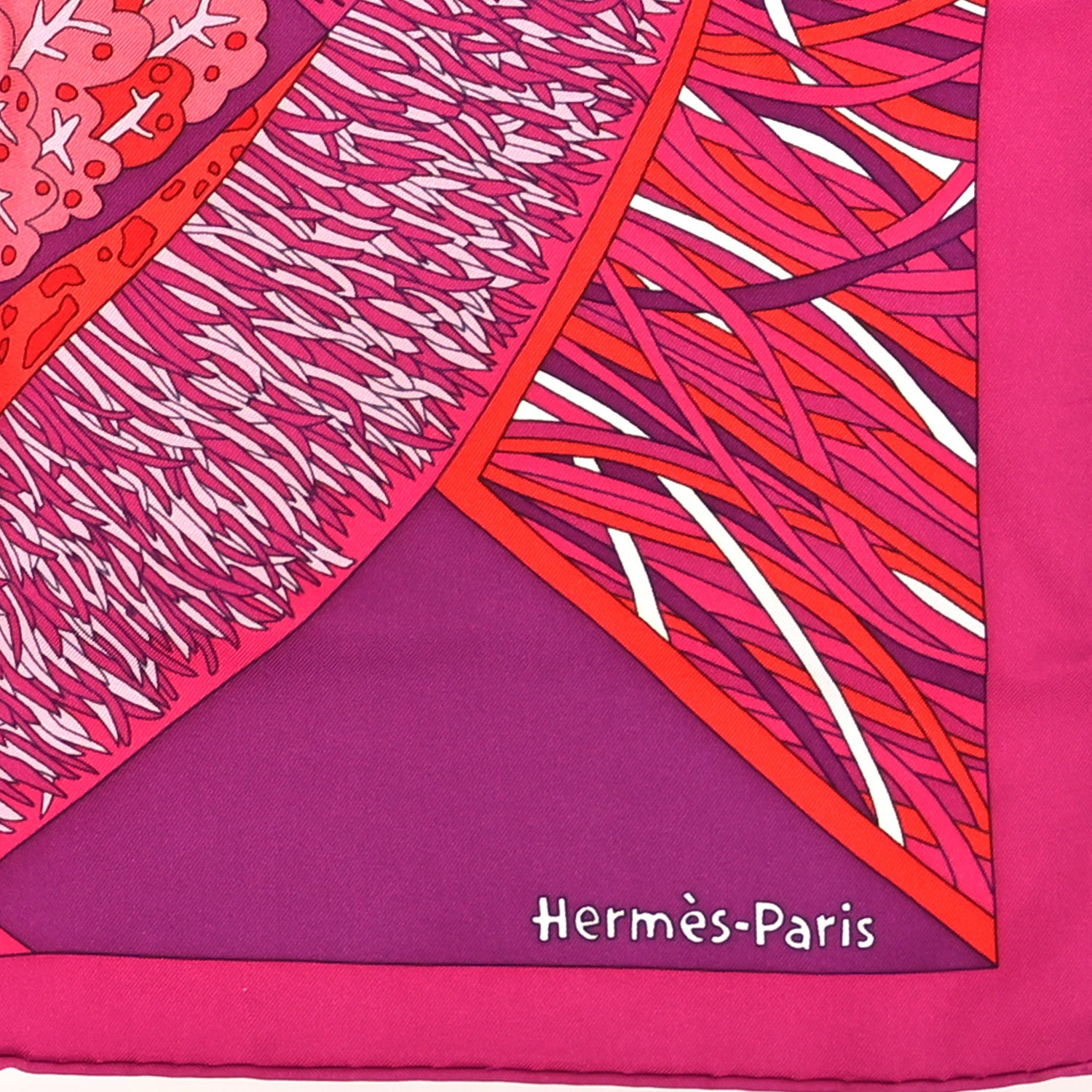 Hermes Silk A Travers Champs Scarf 90 Fuchsia Rouge Rose 3 of 4