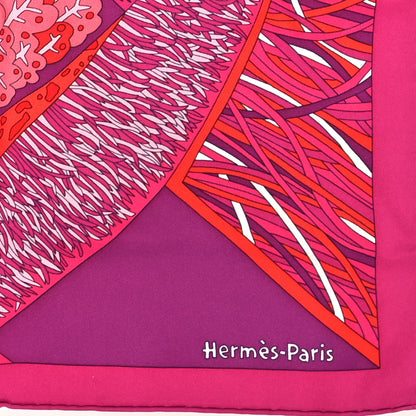 Hermes Silk A Travers Champs Scarf 90 Fuchsia Rouge Rose 3 of 4