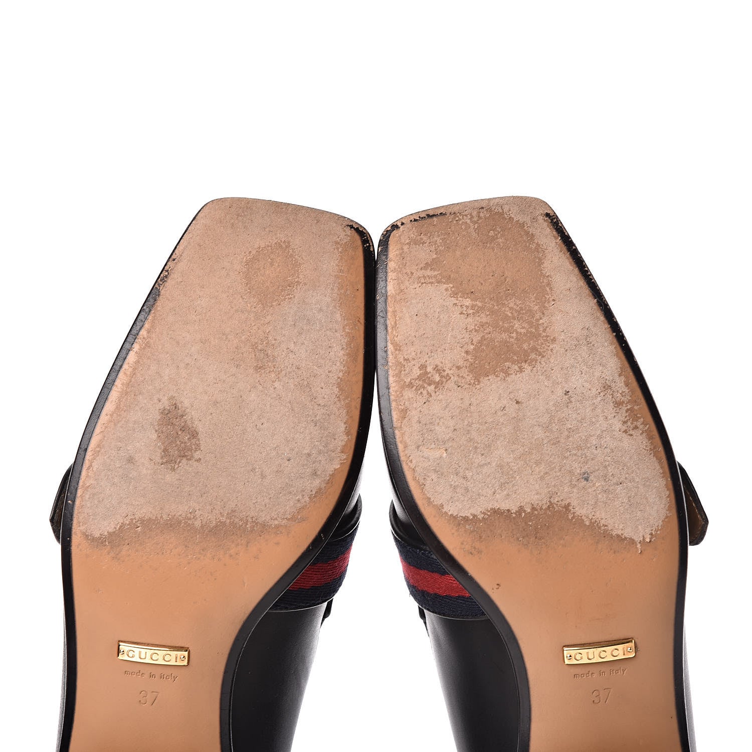 Gucci Betis Glamour Calfskin Web Pearl Embellished Peyton 35mm Loafer Pumps 37 Black 12 of 15