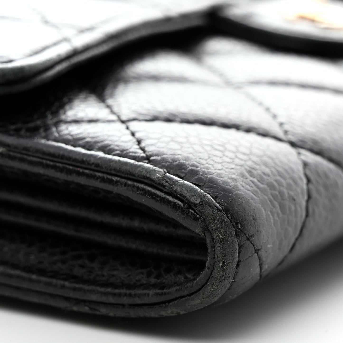 Caviar Quilted Large Gusset Flap Wallet Black