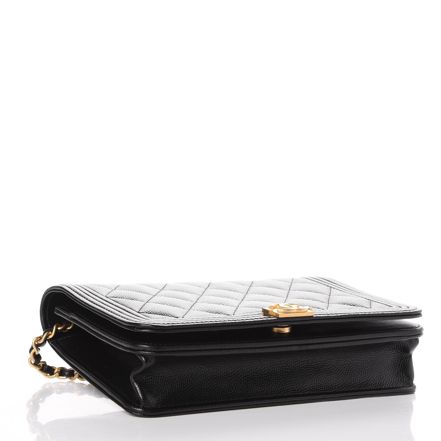Caviar Quilted Boy Wallet On Chain WOC Black