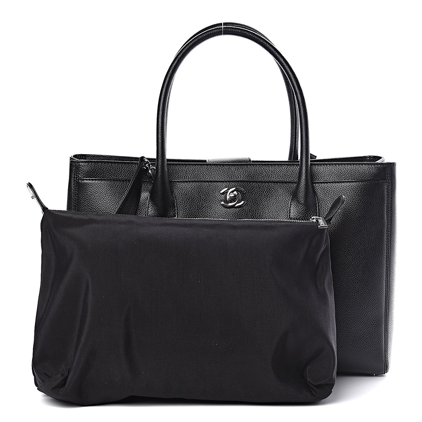 Calfskin Cerf Executive Shopper Tote Black
