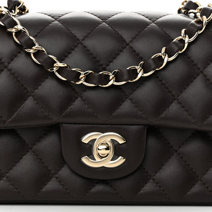 Chanel Lambskin Quilted Mini Rectangular Flap Dark Brown 8 of 16
