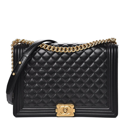 Chanel Lambskin Quilted Large Boy Flap Black 1 of 15