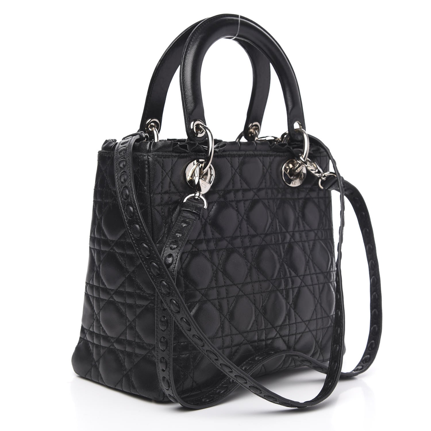 Christian Dior Lambskin Cannage Bow Medium Lady Dior Black 3 of 16